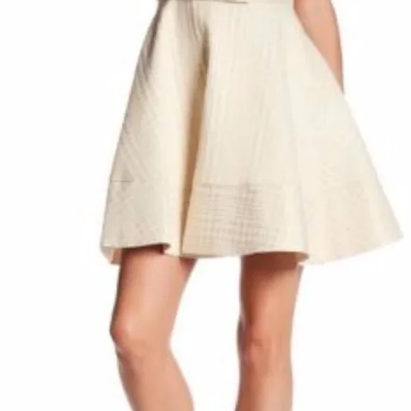 Erin Fetherston Nellie Houndstooth A-Line Cream Metallic Midi Skirt​​​ Size 12 - Picture 7 of 7